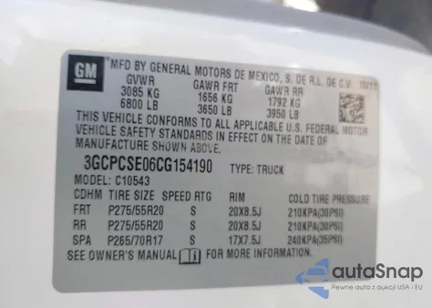 2012 Chevrolet Silverado 1500 Lt из США, поврежденный, VIN 3GCPCSE06CG154190